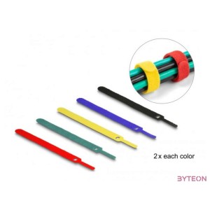 Delock 10. db.-os színes öntapadós kábel szorító szett hossza 150 mm szélessége 12 mm