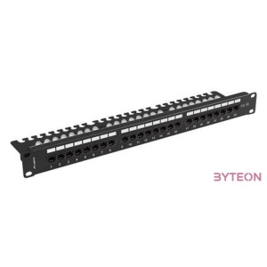Lanberg Patch panel 24 port 1U 19 CAT.5e UTP, tehermentesítővel, fekete