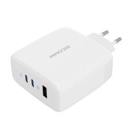 Wall Charger 120W GaN Ricomm RC1201 EU, 1xUSB-A, 2xUSB-C + 2.1m USB-C Cable