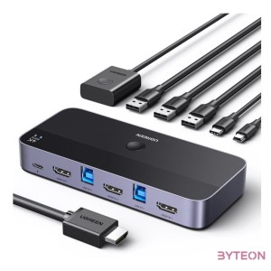 Ugreen CM664 HDMI 2.0 kapcsoló,kapcsoló, KVM, 2 az 1-ben, 4K 60Hz