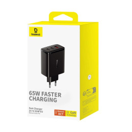 Wall charger Baseus OS-Cube Pro 2xUSB-C + USB, 65W (black)