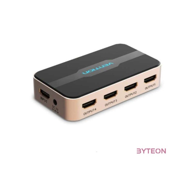 SPLITTER HDMI (1be-4ki, 4K30Hz arany-fekete), Vention