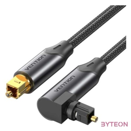 KÁBEL Toslink optikai, 2m, (90 fokos, alu,fekete), Vention