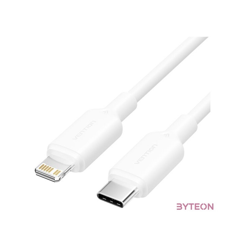 KÁBEL USB-C 2.0 - Lightning, (3A, fehér) 1m, Vention