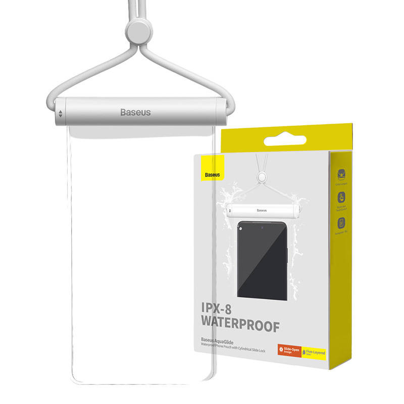 Waterproof phone case Baseus AquaGlide with Cylindrical Slide Lock (white)