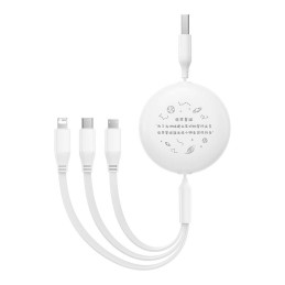 Charging Cable 3w1 Baseus USB to USB-C, USB-M, Lightning 3,5A, 1,1m (White)