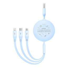 Charging Cable 3w1 Baseus USB to USB-C, USB-M, Lightning 3,5A, 1,1m (blue)