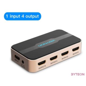 SPLITTER HDMI (1be-4ki, 4K30Hz arany-fekete), Vention