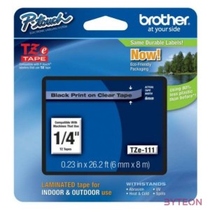 Brother TZE-111 (6mm, 8m) laminált szalag - Átlátszó