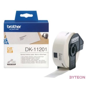 Brother DK-11201 elővágott öntapadós címke 400db,tekercs 29mm x 90mm White
