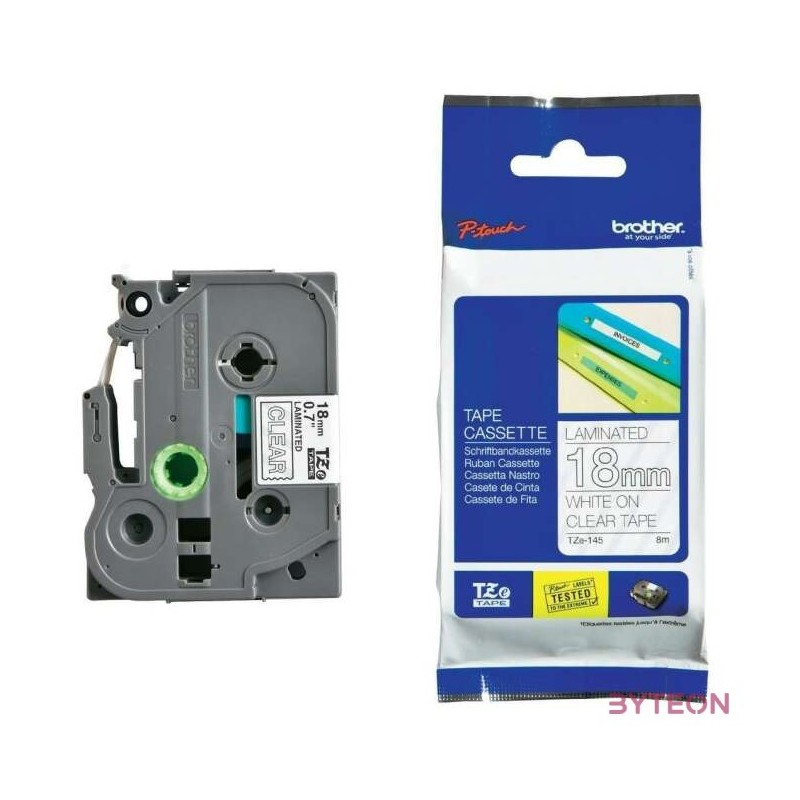 Brother TZE-145 (18mm, 8m) laminált szalag - Átlátszó