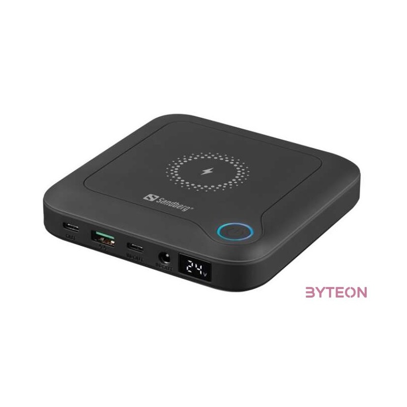 Sandberg 420-57 külső akkumulátor 24000 mAh Vezeték nélkül tölthető Fekete