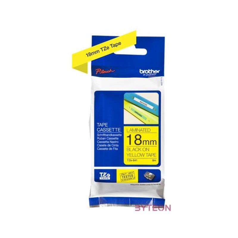 Brother TZE-641 (18mm, 8m) laminált szalag - Sárga