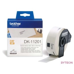 Brother DK-11201 elővágott öntapadós címke 400db,tekercs 29mm x 90mm White