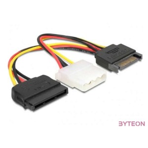 DeLock Cable Power SATA 15 pin male  Molex 4 pin female + SATA 15 pin female