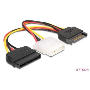 DeLock Cable Power SATA 15 pin male  Molex 4 pin female + SATA 15 pin female