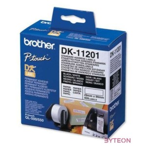 Brother DK-11201 elővágott öntapadós címke 400db,tekercs 29mm x 90mm White