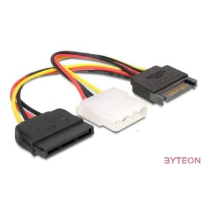 DeLock Cable Power SATA 15 pin male  Molex 4 pin female + SATA 15 pin female