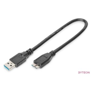 Digitus AK-300117-003-S USB kábel 0,25 M USB 3.2 Gen 1 (3.1 Gen 1) USB A Micro-USB B Fekete