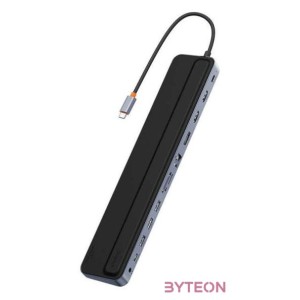 Baseus EliteJoy Gen2 12 az 1-ben HUB, USB-C  2xHDMI  3xUSB 3.0  PD  DP  SD,TF  RJ45  USB-C  3.5mm (sötétszürke)