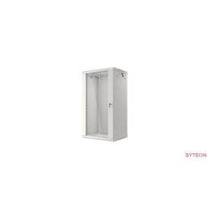 Lanberg 19'' fali rack szekrény 22U 600x450mm szürke (üvegajtó)