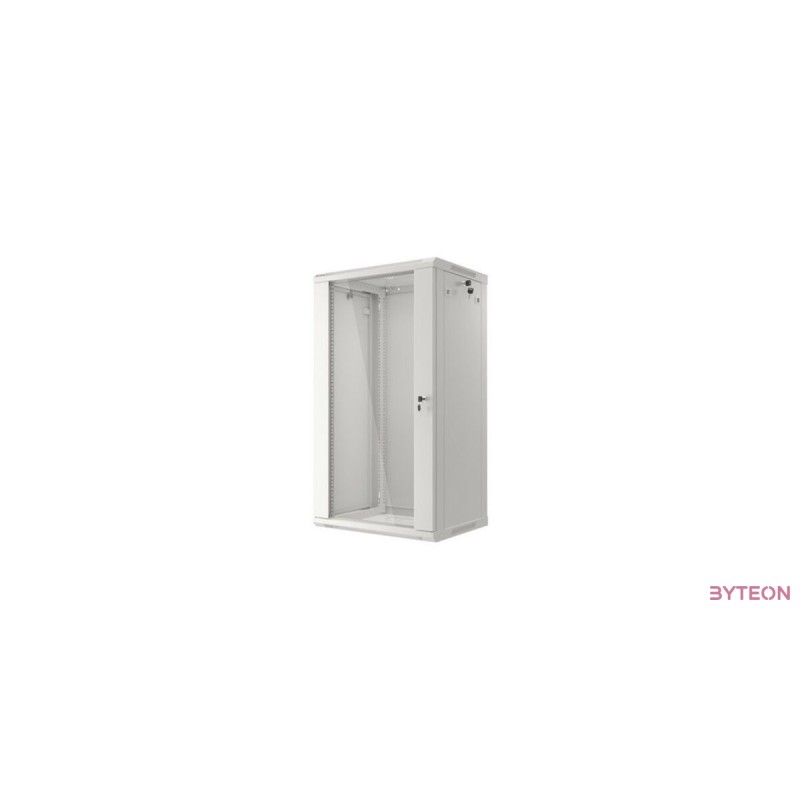 Lanberg 19'' fali rack szekrény 22U 600x450mm szürke (üvegajtó)