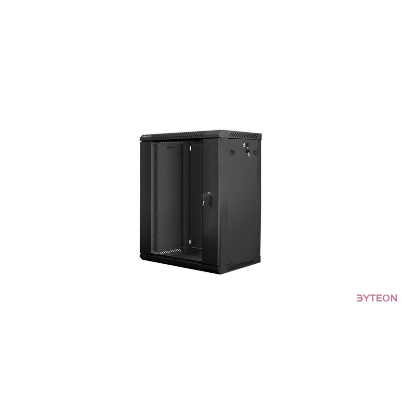 Lanberg 19'' fali rack szekrény 18U 600x450mm fekete (üvegajtó)