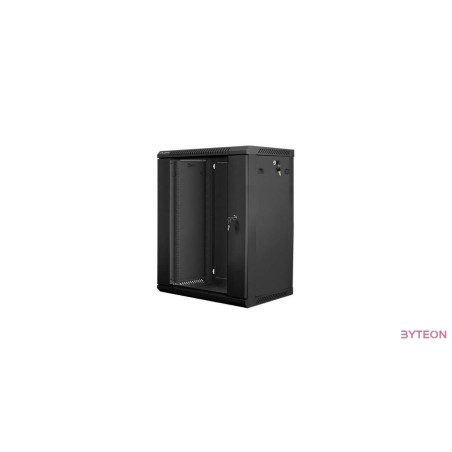 Lanberg 19'' fali rack szekrény 18U 600x450mm fekete (üvegajtó)