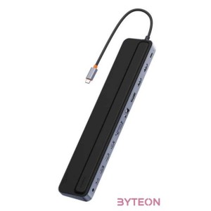 Baseus EliteJoy Gen2 12 az 1-ben HUB, USB-C  2xHDMI  3xUSB 3.0  PD  DP  SD,TF  RJ45  USB-C  3.5mm (sötétszürke)