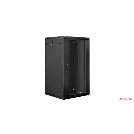 Lanberg 19'' fali rack szekrény 22U 600x600mm fekete (üvegajtó)