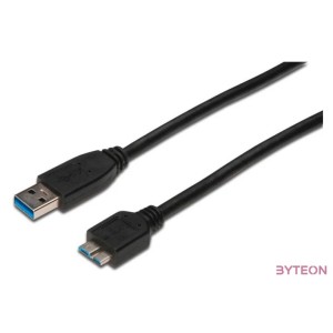 Digitus AK-300117-003-S USB kábel 0,25 M USB 3.2 Gen 1 (3.1 Gen 1) USB A Micro-USB B Fekete