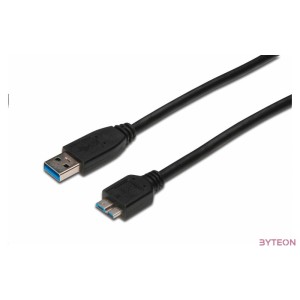 Digitus AK-300117-003-S USB kábel 0,25 M USB 3.2 Gen 1 (3.1 Gen 1) USB A Micro-USB B Fekete