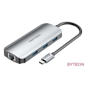 USB-C to HDMI Docking Station, 3x USB 3.0, RJ45, PD 0.15m Vention TOHHB (gray)