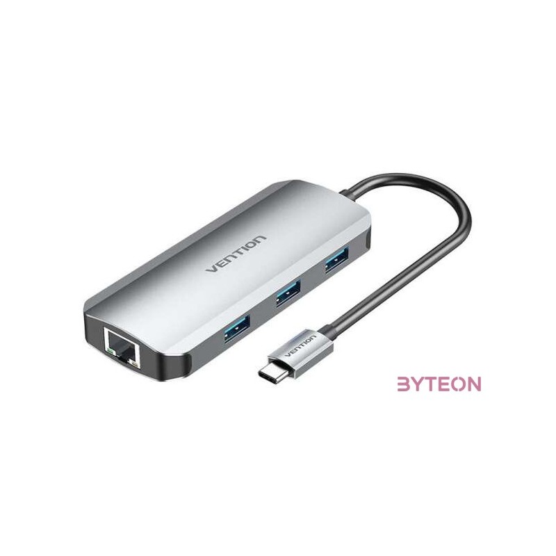 USB-C to HDMI Docking Station, 3x USB 3.0, RJ45, PD 0.15m Vention TOHHB (gray)