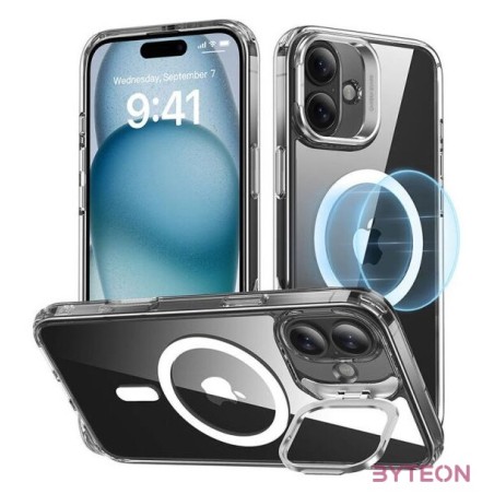 ESR Classic Hybrid (HaloLock) case with stand for iPhone 16 Plus (transparent)