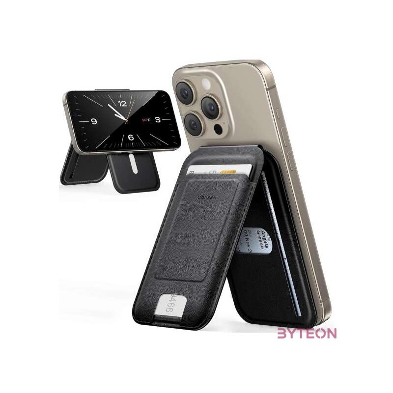 Magnetic wallet with stand function for iPhone MagSafe, Ugreen LP836, leather (black)