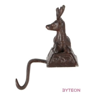 Öntöttvas karácsonyi zoknitartó, szarvas díszítéssel, 21 cm