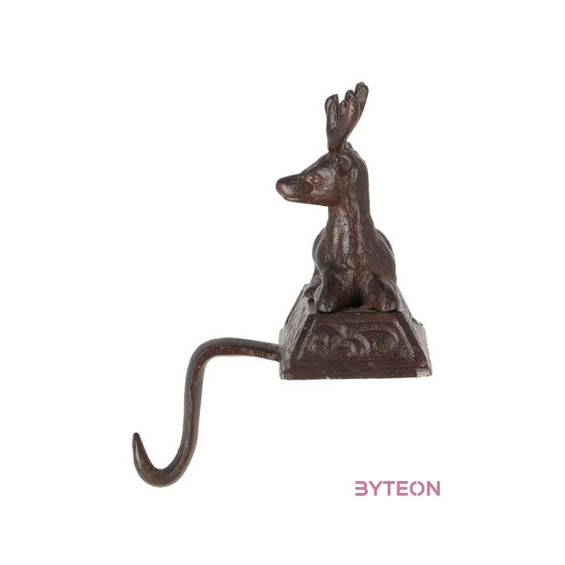 Öntöttvas karácsonyi zoknitartó, szarvas díszítéssel, 21 cm