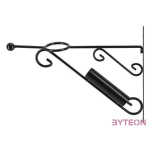 Kovácsoltvas zászlótartó, virágakasztó konzollal, 42 x 36 cm