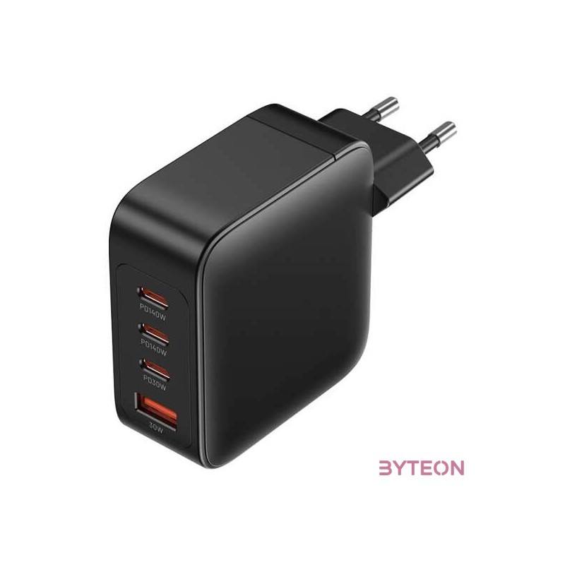 Wall charger, Vention, FEIB0-EU,  3xUSB-C, USB- A, 140W,140W,30W,18W, GaN (czarna)