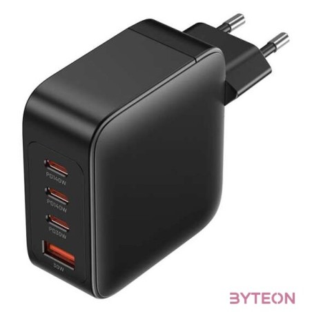 Wall charger, Vention, FEIB0-EU,  3xUSB-C, USB- A, 140W,140W,30W,18W, GaN (czarna)
