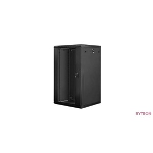 Lanberg 19'' fali rack szekrény 22U 600x600mm fekete (üvegajtó)