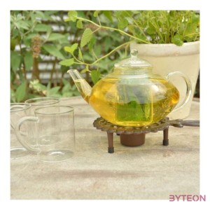 Öntöttvas teáskanna melegítő, fogóval