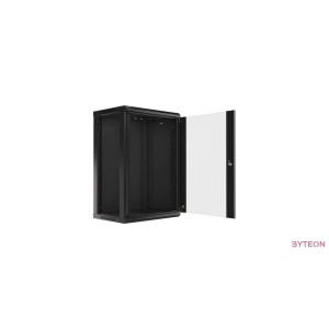 Lanberg 19'' fali rack szekrény 18U 600x450mm fekete (üvegajtó)
