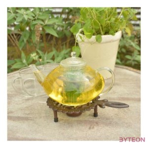 Öntöttvas teáskanna melegítő, fogóval