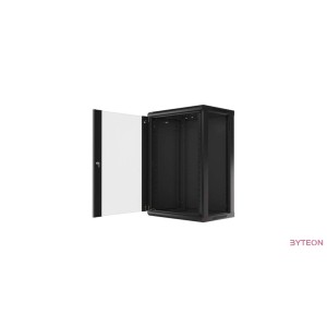 Lanberg 19'' fali rack szekrény 18U 600x450mm fekete (üvegajtó)