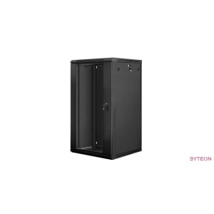 Lanberg 19'' fali rack szekrény 22U 600x600mm fekete (üvegajtó)