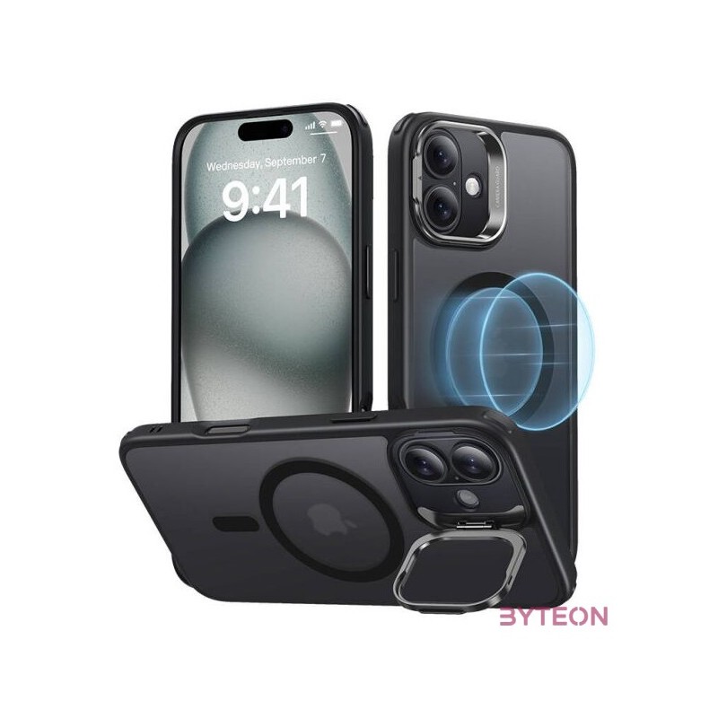 Classic Hybrid (HaloLock) ESR case with stand for iPhone 16 (black)