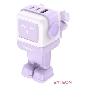 Wall charger Ugreen Nexode RG (Robot GaN), 2x USB-C  USB, 65W (purple)