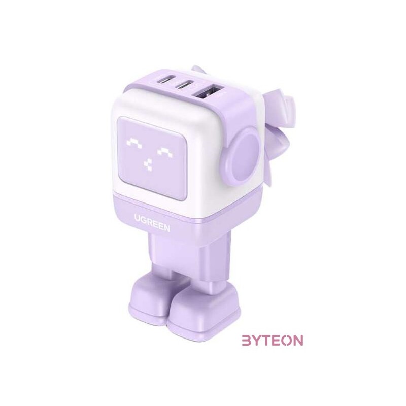 Wall charger Ugreen Nexode RG (Robot GaN), 2x USB-C  USB, 65W (purple)